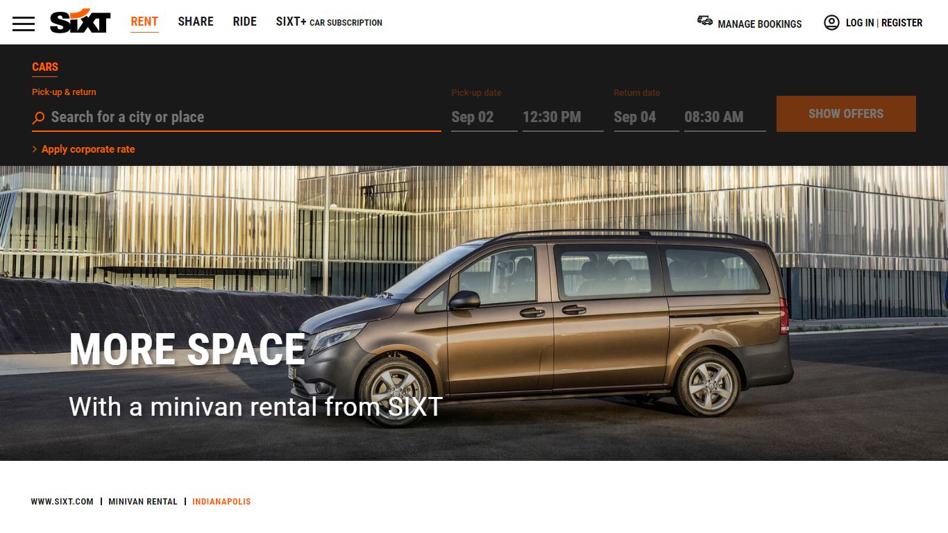 Indianapolis Minivan Rental | Rent a Minivan in Indianapolis with Sixt